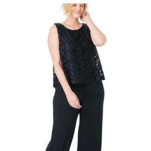 NWT Plus Size Black Lace Sleeveless Jumpsuit
